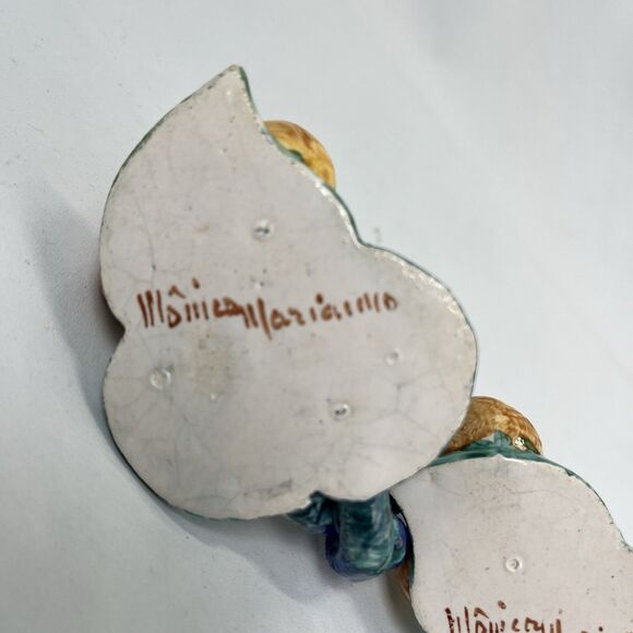 Vintage Handcrafted Majolica Pear Napkin Rings Set Of 2 Hand Painted Italy - Picture 10 of 11